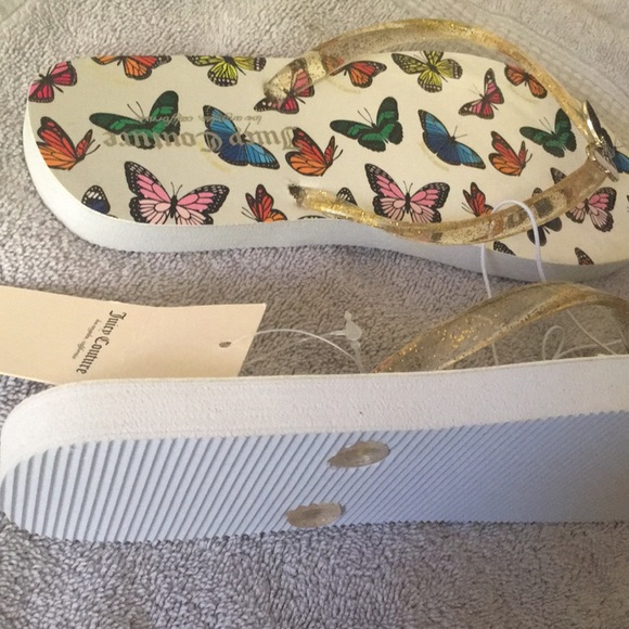 Juicy Couture ZABELLE Butterfly Flip Flops Thongs Sandals Women's 6 White NWT - Picture 5 of 7